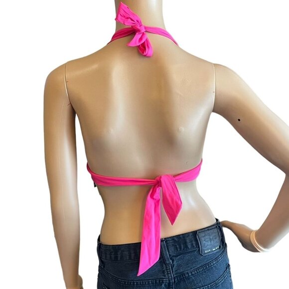 Etam Pink Halter Bikini Set XS Recycled Polyamide Removable Foam Cups - Picture 7 of 9